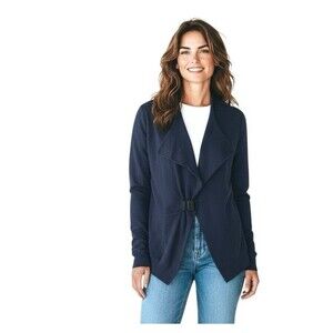 Brunello Cucinelli Cashmere Knit Cardigan Sweater Women's XL Acrylic Clasp Blue